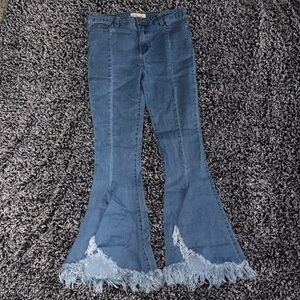 Peach Love California Distressed Blue Flare Jeans